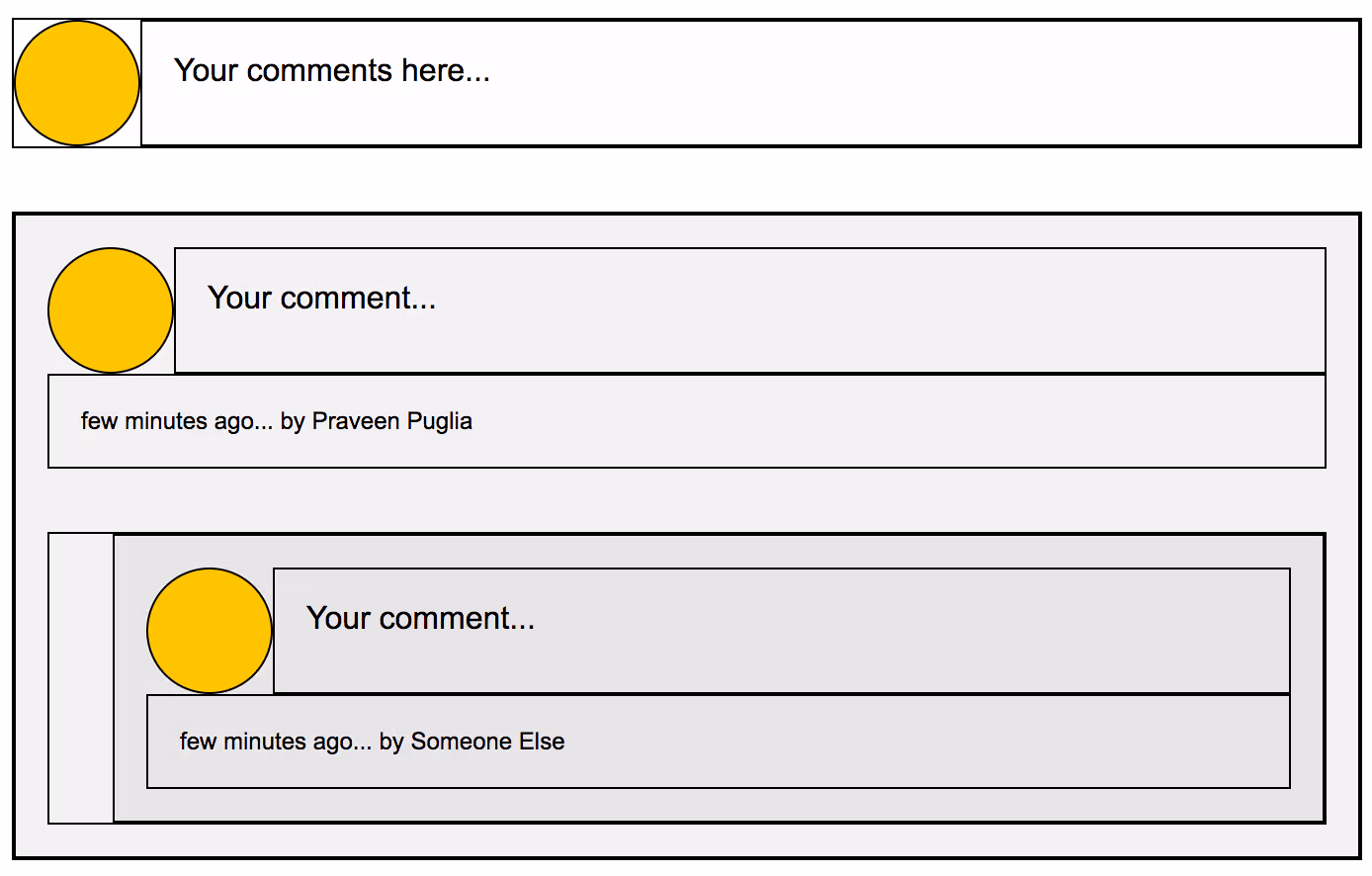 Comments layout with grid lines